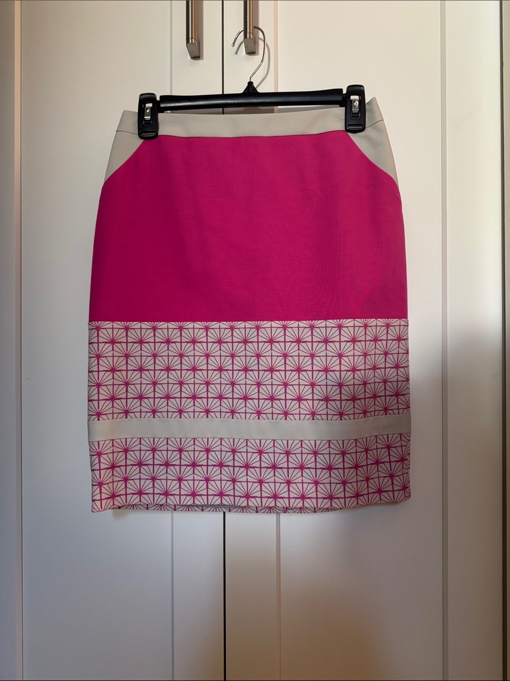 Halogen Hot Pink Pencil Skirt with Cream Trim